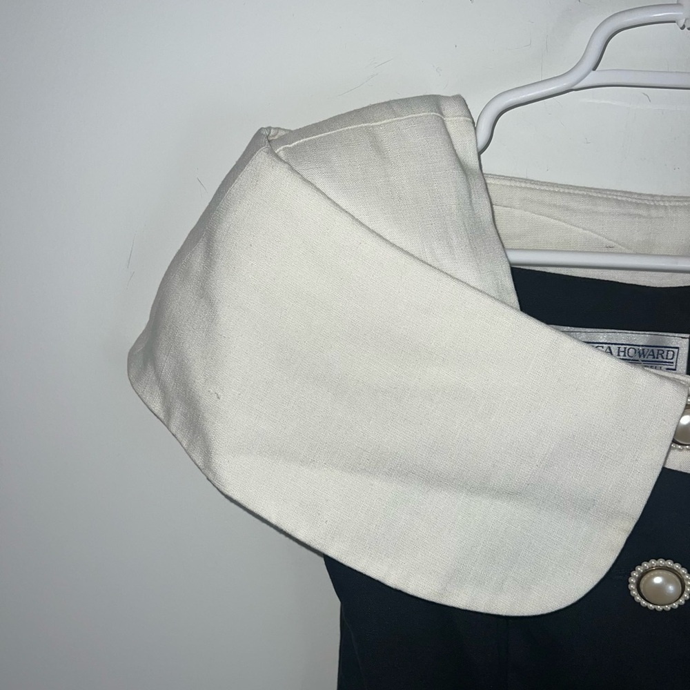 Vintage Jessica Howard Elegant Black and White Dress with Button Detail - Picture 4 of 13